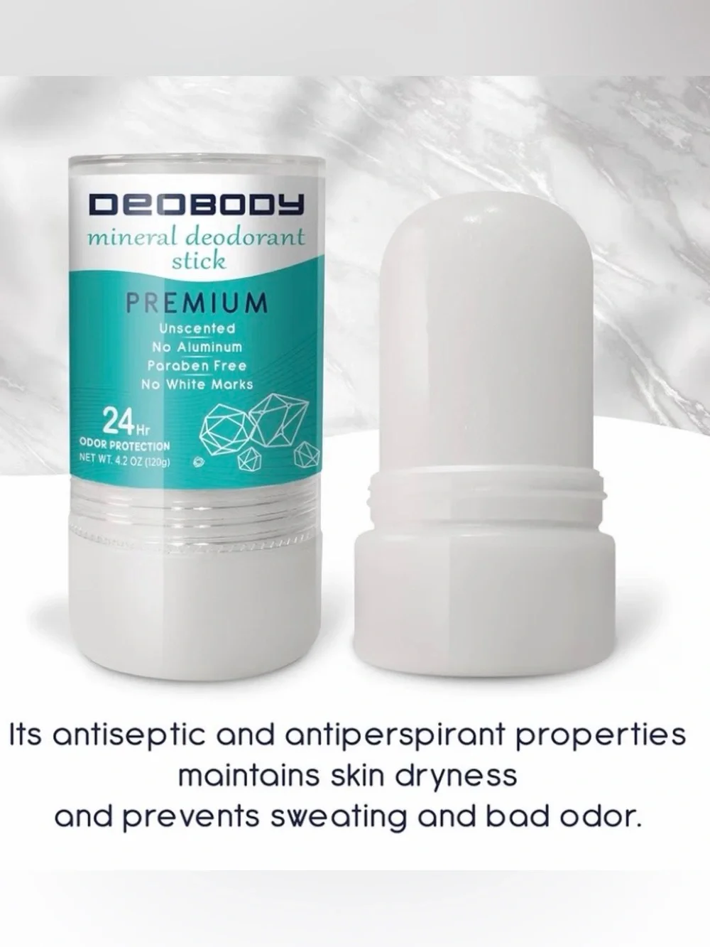 DEOBODY Mineral Deodorant Stick Unscented Aluminum-Free ~ New